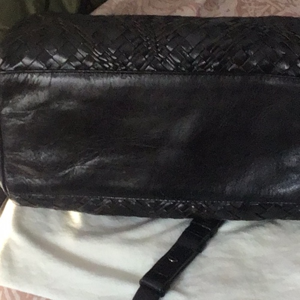 Cole Haan Black Leather Crossbody Bag NWT Jade Optical Weave - Picture 8 of 8